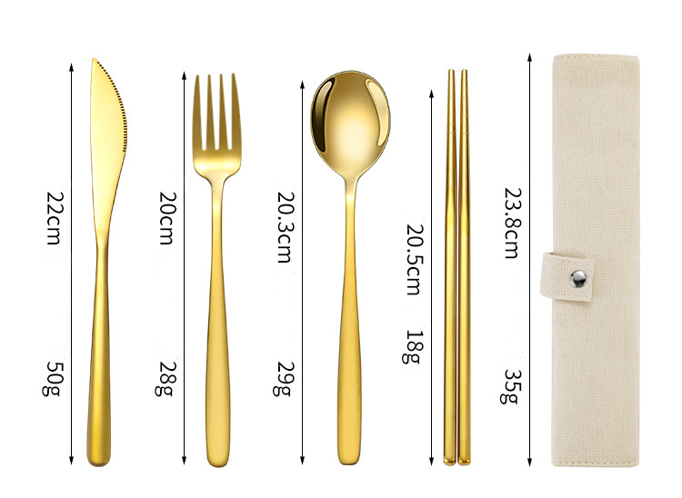 Korean Style Stainless Steel Outdoor Cutlery Set with Storage Box or Bag