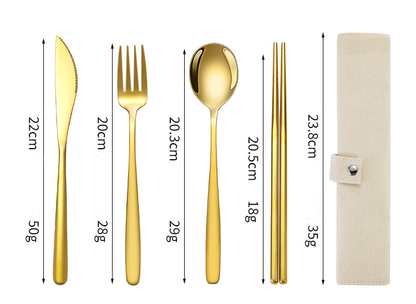 Ecotrek Korean Style Stainless Steel Outdoor Cutlery Set with Storage Box or Bag PJL2011