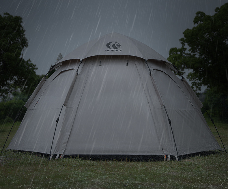 Large Hexagon Double-Layer Waterproof Camping Tent