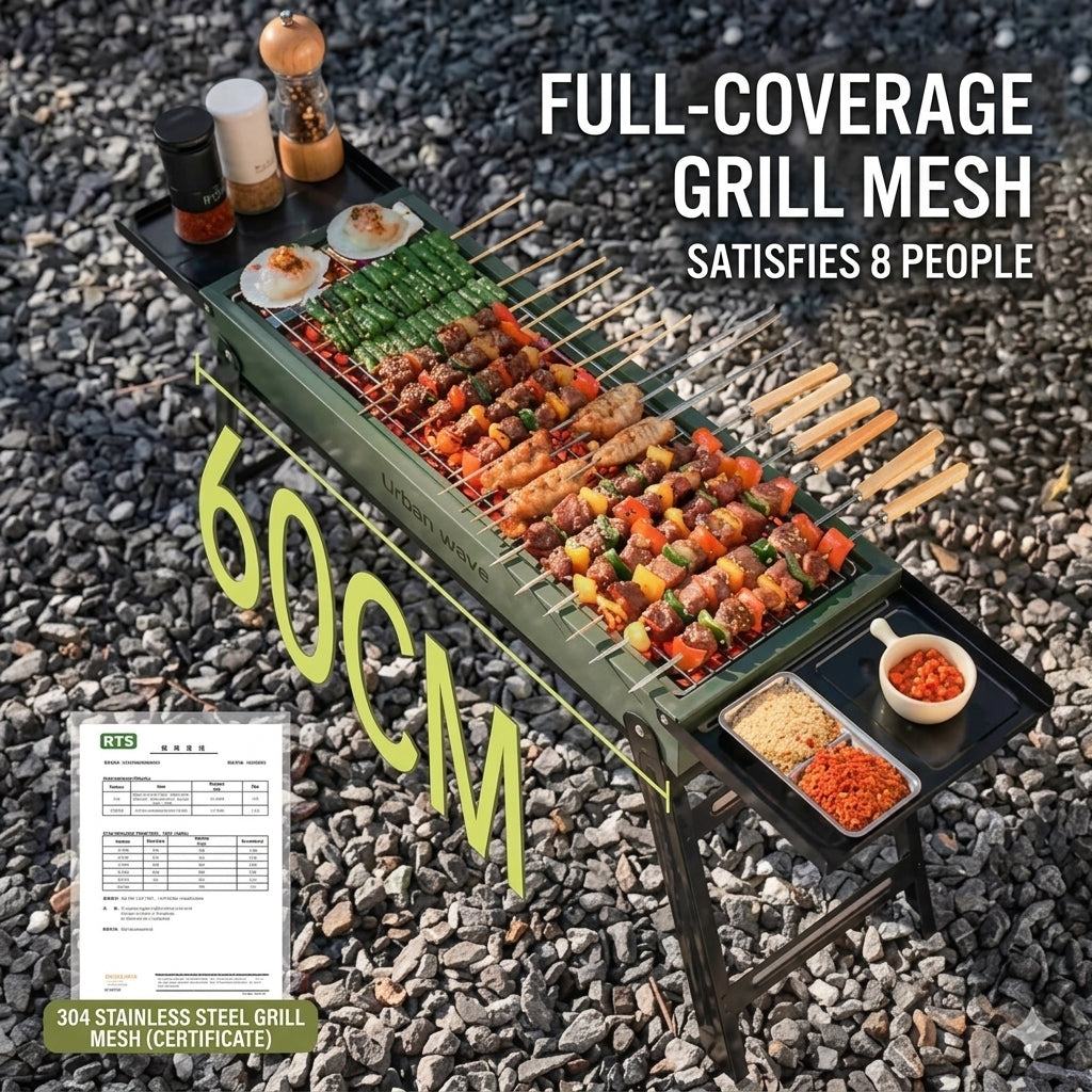 Urban Wave Portable Double-Wing Folding Charcoal BBQ Grill YQ12317