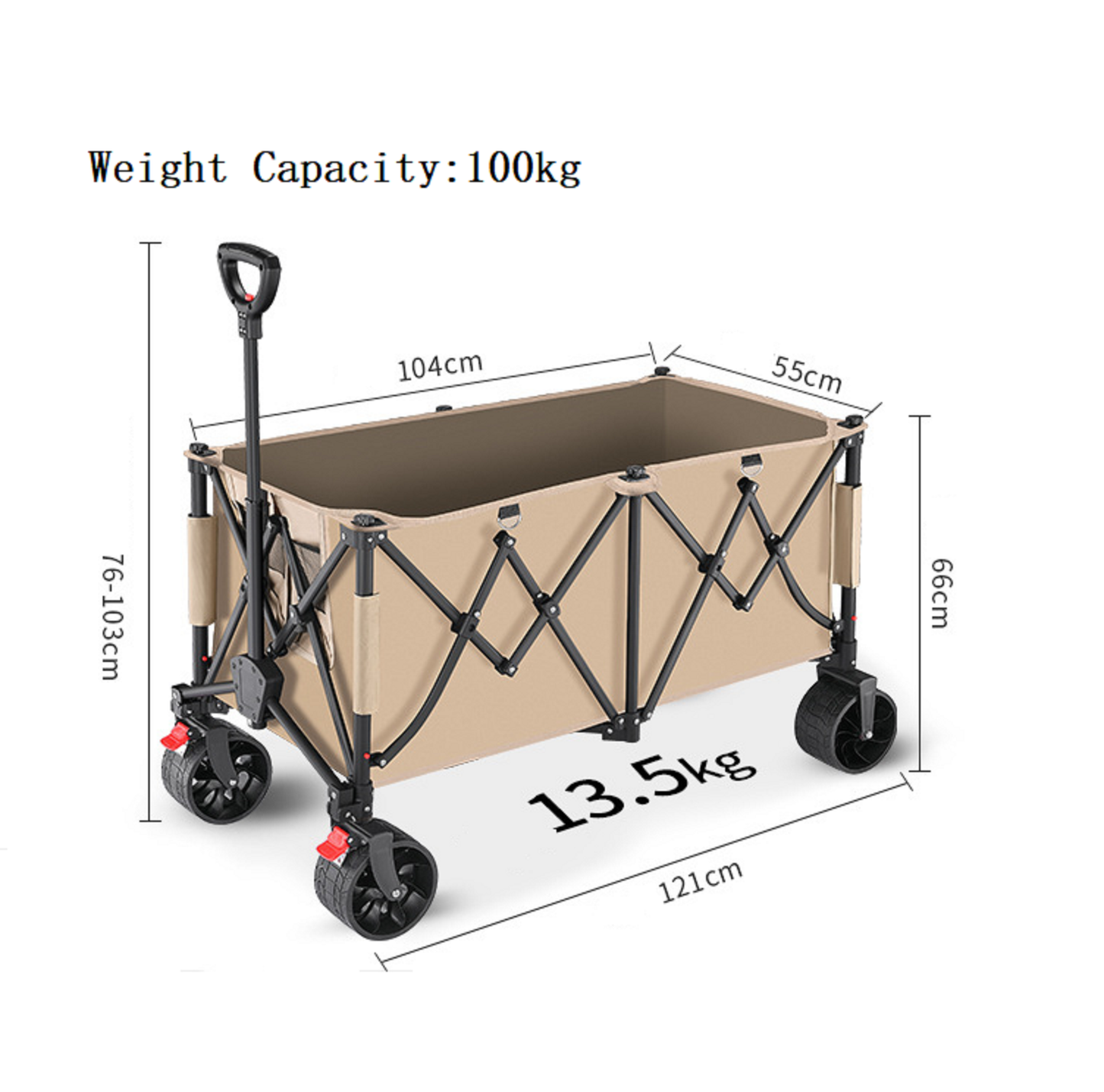 Heavy Duty Collapsible Trolley,Wagon Cart – Extra Large 260L, All-Terrain Wheels