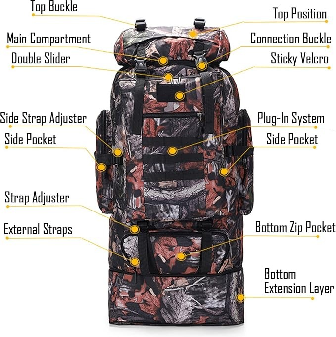 100L Hiking and Camping Backpack – Large Capacity Outdoor Travel Bag
