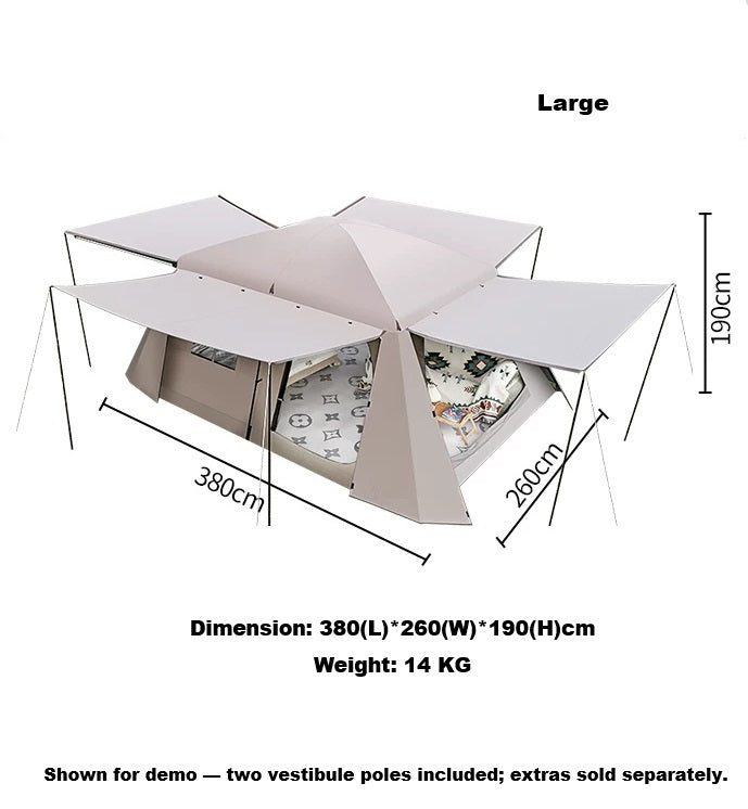 Family Tent Double Layers Waterproof Tent Manual pole setup  PU3000+ LCF01633