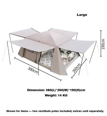 Ecotrek Family Tent Double Layers Waterproof Tent Manual pole setup  PU3000+ LCF01633