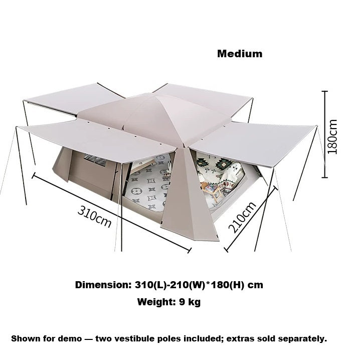 Family Tent Double Layers Waterproof Tent Manual pole setup  PU3000+ LCF01633