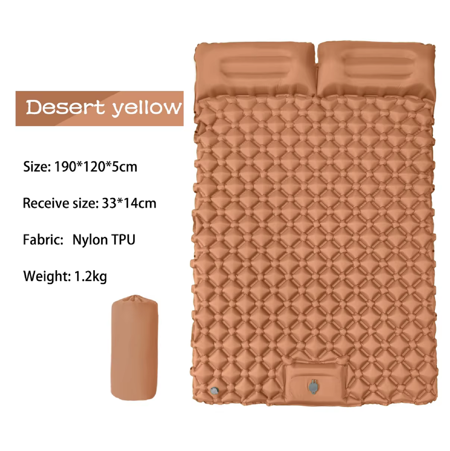 Ultralight 2 Person Inflatable Camping Sleeping Mat with Built-in Foot Pump and Pillow YFHW7016